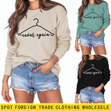 Never Again Hanger – Pullover mit Buchstaben-Aufdruck, modisch, locker, langärmelig, große Größe für Damen