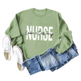 Krankenschwester Wehen Lieferung Rundhals Buchstabendruck Locker Großer Langarmpullover