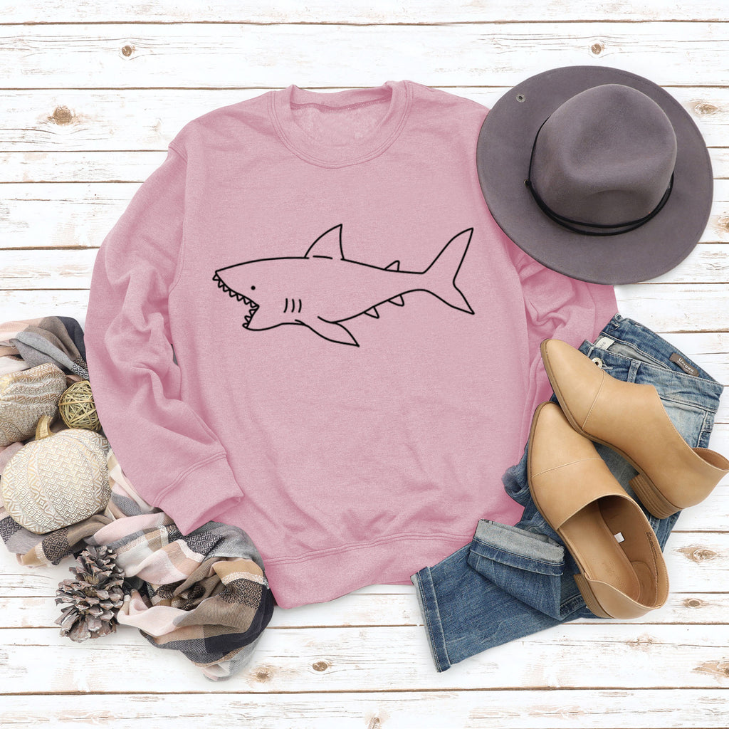 Rundhals Herbst und Winter Damen Tops Shark Print Casual Langarm Sweatshirt