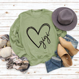 Gigi Heart Letter Printed Rundhalspullover mit lockerem Schnitt und langen Ärmeln