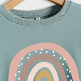 Be Kind – Großer Pullover für Damen mit Rundhalsausschnitt und langen Ärmeln und Regenbogen-Print