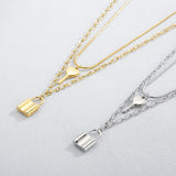 Collier pendentif clé et serrure, bijoux en acier inoxydable pour femmes
