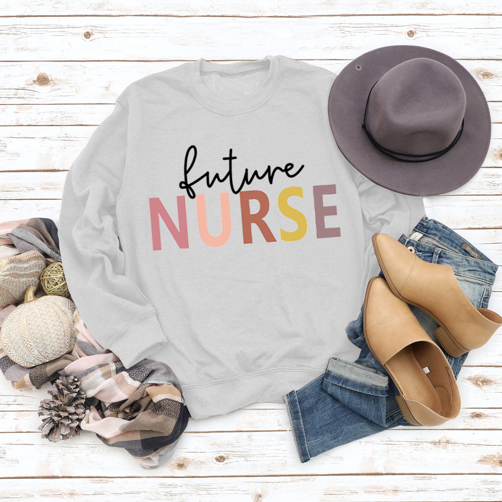 Sweat-shirt décontracté à imprimé lettre Future Nurse pour femmes