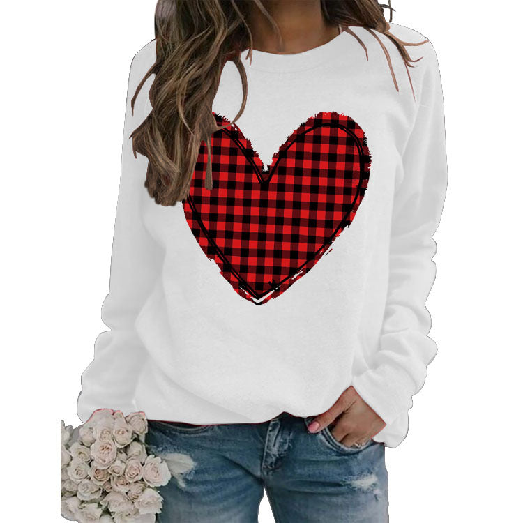 Pull à carreaux imprimé amour pour femme, pour la Saint-Valentin, automne et hiver