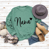 Sweatshirt mit Rundhalsausschnitt und Buchstabendruck (Nana) und langen Ärmeln, lockere Passform, Übergröße
