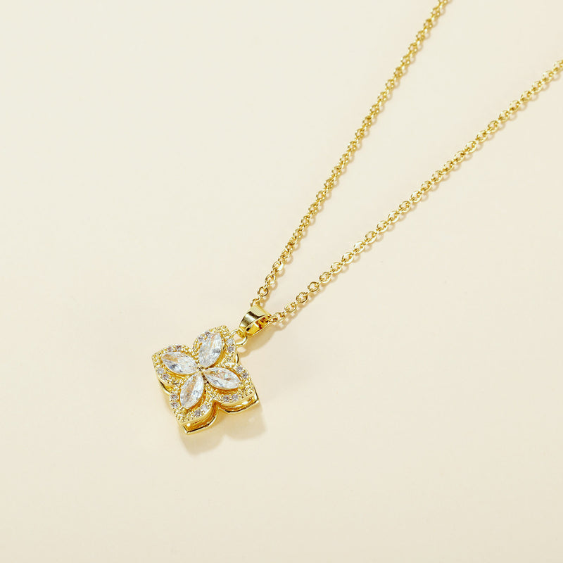 NEHZUS Hip-hop clavicule chaîne mode minimaliste à la mode nouvelle fleur zircone collier