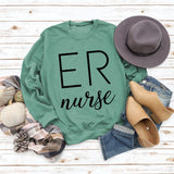 ER Nurse Round Neck Fashion Letter Tops Long Sleeve Women's Print Loose Sweatshirt