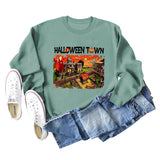 Pull ample à manches longues pour femmes, chemise ample avec lettres imprimées de ville d'halloween, nouvelle collection