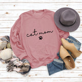 Cat Mom Dog Print Rundhalsausschnitt Lose Buchstaben Mode Damen Langarm Sweatshirt