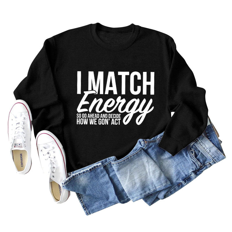 I Match Energy Damen-Sweatshirt mit Rundhalsausschnitt und langen Ärmeln