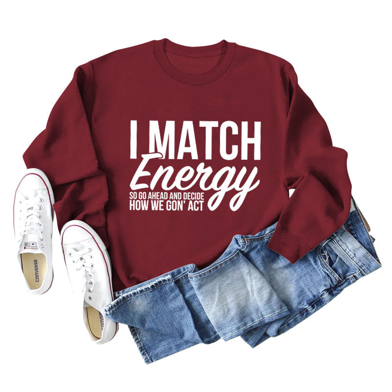 I Match Energy Damen-Sweatshirt mit Rundhalsausschnitt und langen Ärmeln
