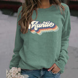 Auntie Letters Loose Bottoming Round Neck Fashion Ladies Long Sleeve Sweater