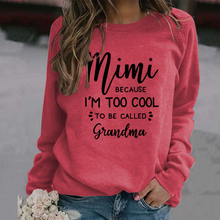 MIMI BECAUSE I'M Letter Fashion Damen Langarmshirt Rundhalspullover