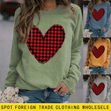 Valentine's Day Women's Fall and Winter Plaid Love Print Sweater