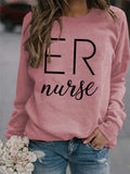 ER Nurse Round Neck Fashion Letter Tops Long Sleeve Women's Print Loose Sweatshirt