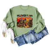 Pull ample à manches longues pour femmes, chemise ample avec lettres imprimées de ville d'halloween, nouvelle collection