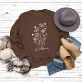 Pull surdimensionné à manches longues, ample et décontracté, imprimé de lettres de papillon et de fleurs sauvages, automne et hiver