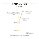 Pieced Chain with Three-dimensional Butterfly Pendant and Pearl Necklace with Matching Collarbone Chain