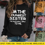 Pull ample à manches longues pour femmes, col rond, lettre, mode, imprimé, je suis le plus jeune