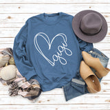 Herbst und Winter Damen Top Buchstabe Gigi Herz Print Langarm Sweatshirt
