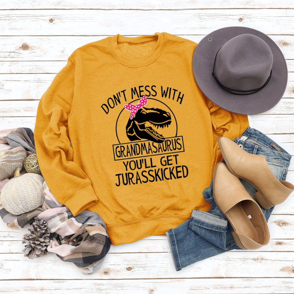 NE PAS MESSER AVEC Lettre Col Rond Lâche Manches Longues Grande Taille Pull Fille