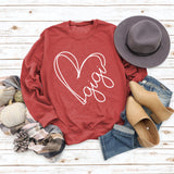 Herbst und Winter Damen Top Buchstabe Gigi Herz Print Langarm Sweatshirt