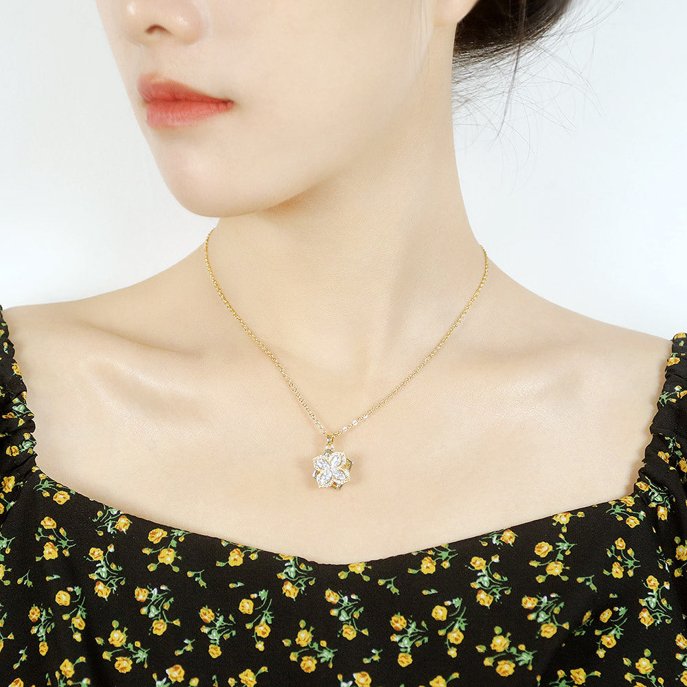 NEHZUS Hip-hop clavicule chaîne mode minimaliste à la mode nouvelle fleur zircone collier