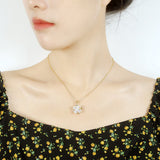 NEHZUS Hip-hop clavicule chaîne mode minimaliste à la mode nouvelle fleur zircone collier