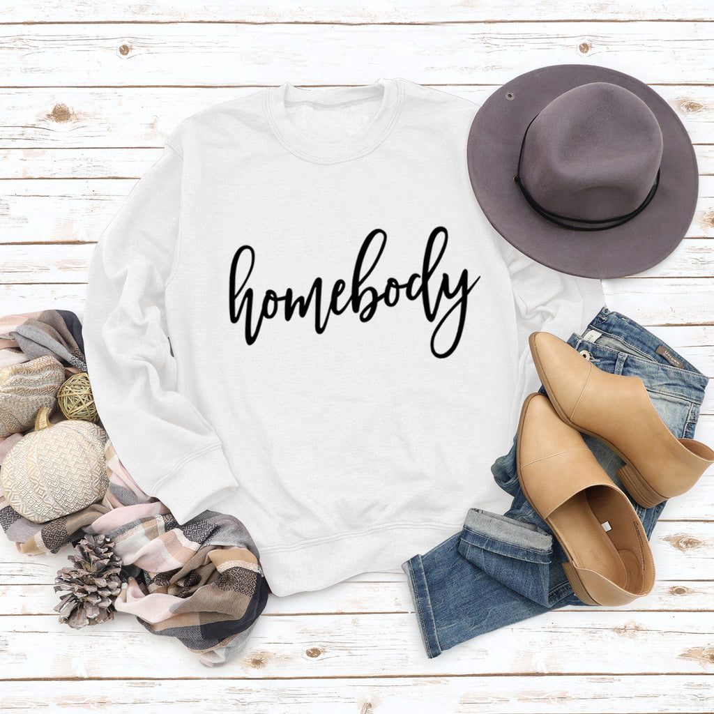 Homebody Letter Loose Autumn and Winter Leisure Long Sleeve Round Neck Large Size Sweater for Women