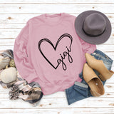 Gigi Heart Letter Printed Rundhalspullover mit lockerem Schnitt und langen Ärmeln