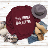 Half Human Half Coffee Round Neck Loose Long-sleeved Large Size Sweater