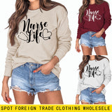 Nurse Life Love Letter Round Neck Loose Bottomed Long Sleeve Women's Sweater