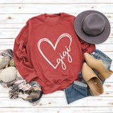 Gigi Heart Letter Printed Rundhalspullover mit lockerem Schnitt und langen Ärmeln
