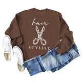 Sweatshirt mit Rundhalsausschnitt und langen Ärmeln für Friseurscheren mit Buchstabendruck