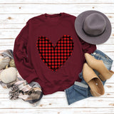 Pull à carreaux imprimé amour pour femme, pour la Saint-Valentin, automne et hiver