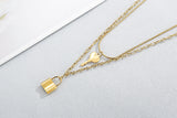 Collier pendentif clé et serrure, bijoux en acier inoxydable pour femmes