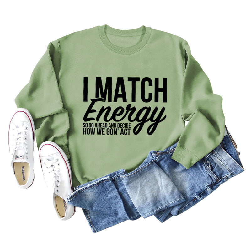 I Match Energy Damen-Sweatshirt mit Rundhalsausschnitt und langen Ärmeln