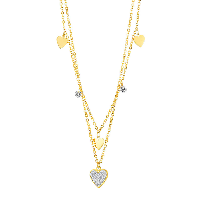 Collier en acier titane Double couche vent froid femme Hip Hop amour chaîne de clavicule