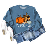 It's Fall Y'all Leopard Print Letter Print Round Neck Loose Fashion Long Sleeve Sweater