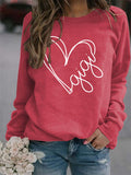Herbst und Winter Damen Top Buchstabe Gigi Herz Print Langarm Sweatshirt