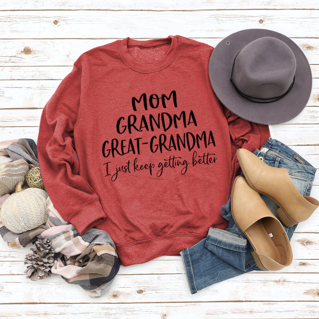 Langarm T-shirt MAMA OMA GROßE BUCHSTABEN AW OVERSIZE PULLOVER