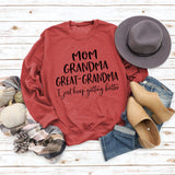 Langarm T-shirt MAMA OMA GROßE BUCHSTABEN AW OVERSIZE PULLOVER