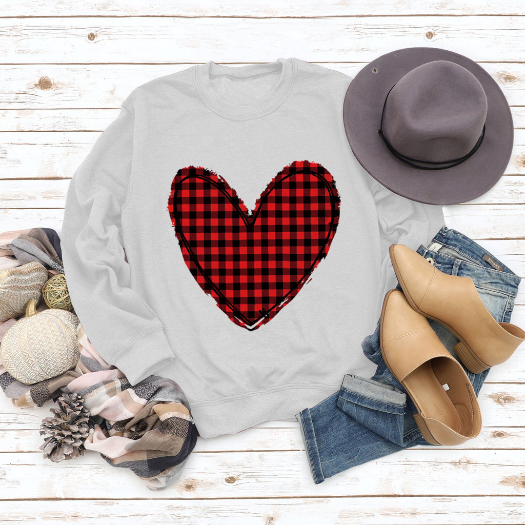 Pull à carreaux imprimé amour pour femme, pour la Saint-Valentin, automne et hiver