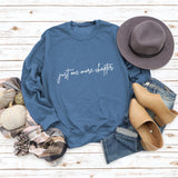 Just One More Letters Round Neck Sweater Female Large Size Long Sleeve