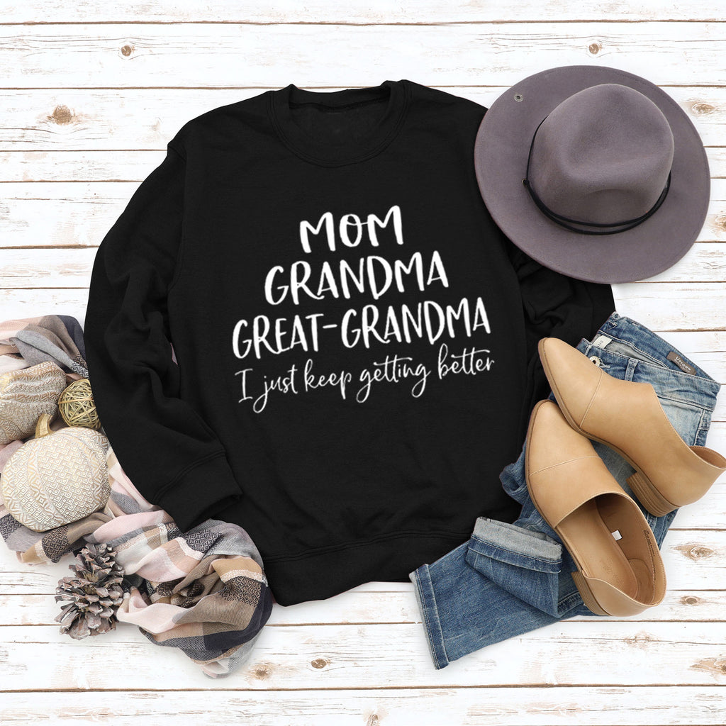 Langarm T-shirt MAMA OMA GROßE BUCHSTABEN AW OVERSIZE PULLOVER
