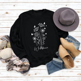 Pull surdimensionné à manches longues, ample et décontracté, imprimé de lettres de papillon et de fleurs sauvages, automne et hiver