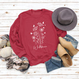 Pull surdimensionné à manches longues, ample et décontracté, imprimé de lettres de papillon et de fleurs sauvages, automne et hiver