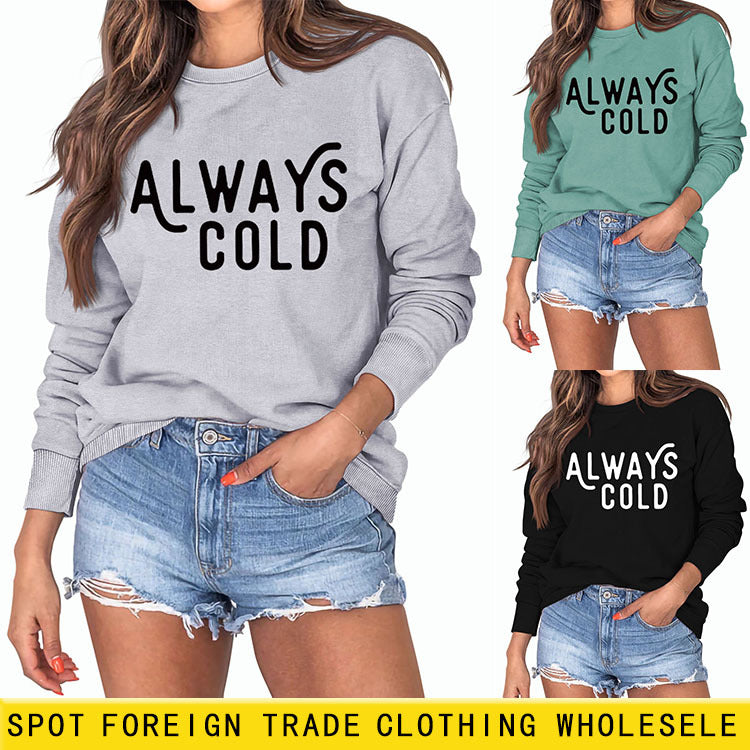 Pull à manches longues et col rond pour femme, ample, grande taille, toujours froid, automne et hiver