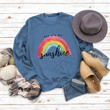 „You Are My Sunshine“-Pullover mit Regenbogen-Buchstabendruck für Damen