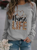 Sweat-shirt ample à manches longues et col rond pour femme, haut avec lettres, Nunse Life